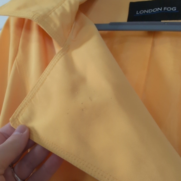 London Fog Retro Sunflower Yellow Double Breasted Belted Collared Trench Coat L - Picture 5 of 8